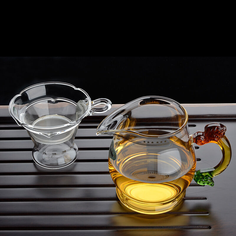 76台湾公道杯耐热玻璃功夫茶具茶海套组公杯分杯茶网茶漏茶架 耐热玻璃茶具 THB-400ml茶海套组/送茶巾